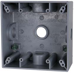 Cooper Crouse-Hinds Electrical Outlet Box: Aluminum, Rectangle, 4-9/16" OAH, 4-5/8" OAW, 2-1/16" OAD, 2 Gangs - TP7118