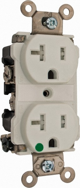 Cooper Wiring Devices Straight Blade Duplex Receptacle: NEMA 5-20R, 20 Amps, Self-Grounding - TR8300W