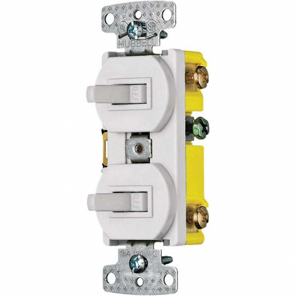 Cooper Wiring Devices 1 Pole, 120 VAC, 15 Amp, Flush Mounted, Combination Switch with Night Light - 7738V-BOX