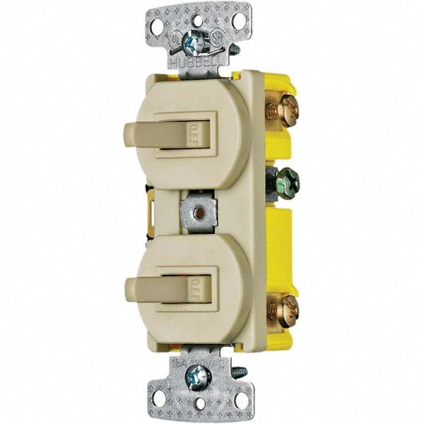 Cooper Wiring Devices 1 Pole, 120 VAC, 15 Amp, Flush Mounted, Combination Switch with Night Light - 7738V-BOX