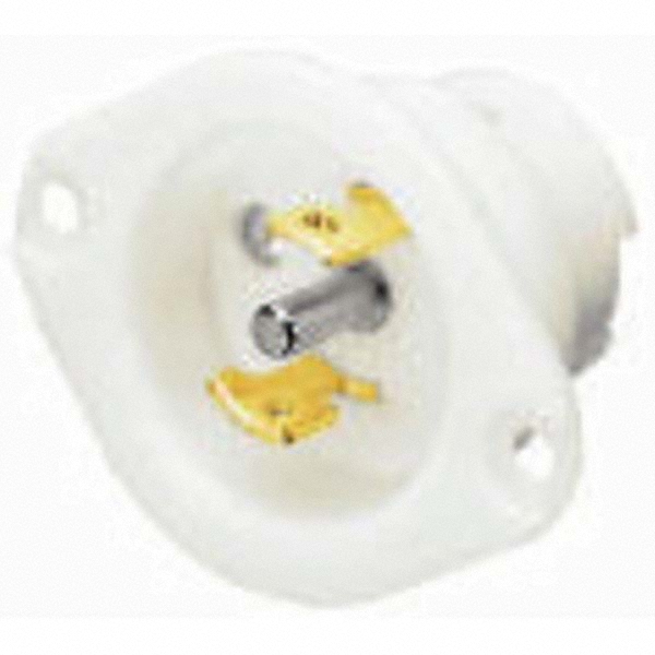 Bryant Electric Locking Inlet: Inlet, Industrial, ML-3P, 125 & 250V, White - 7486MB