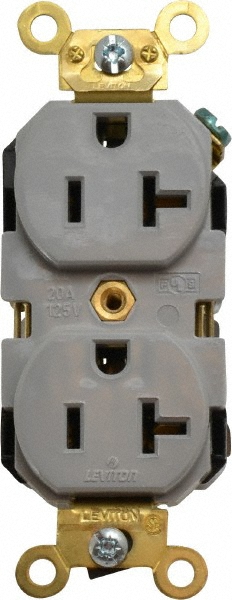 Bryant Electric Straight Blade Single Receptacle: NEMA 5-15R, 15 Amps, Grounded - 5258