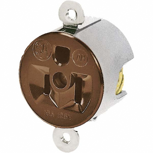 Bryant Electric Straight Blade Single Receptacle: NEMA 5-15R, 15 Amps, Grounded - 5258