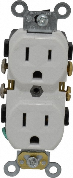 The OUTlet Straight Blade Duplex Receptacle: NEMA 5-15R, 15 Amps, Grounded - OUTUN15T-WH