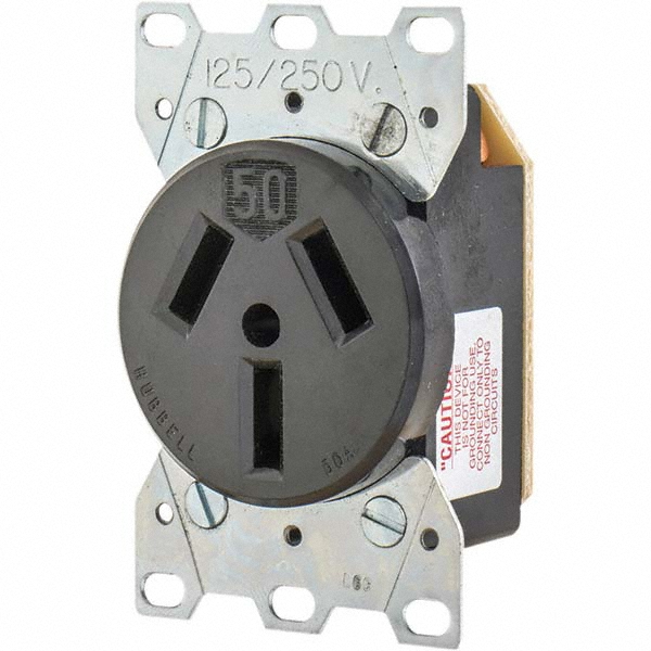 Bryant Electric Straight Blade Single Receptacle: NEMA 10-50R, 50 Amps, Ungrounded - 9306