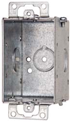 Hubbell-Raco Electrical Device Box: Steel, Rectangle, 4.22" OAH, 2" OAW, 2.795" OAD, 1 Gang - 518