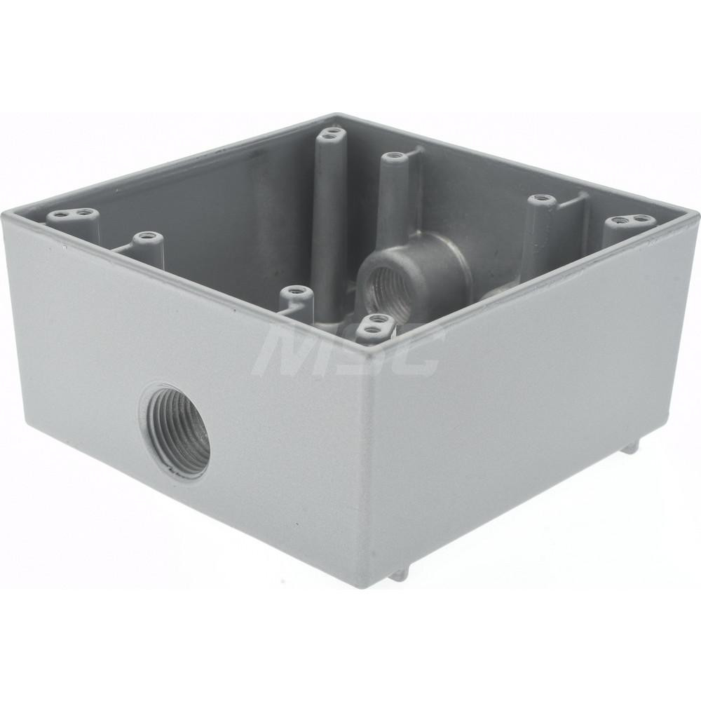 Cooper Crouse-Hinds Electrical Outlet Box: Aluminum, Rectangle, 4-9/16" OAH, 4-5/8" OAW, 2-1/16" OAD, 2 Gangs - TP7094