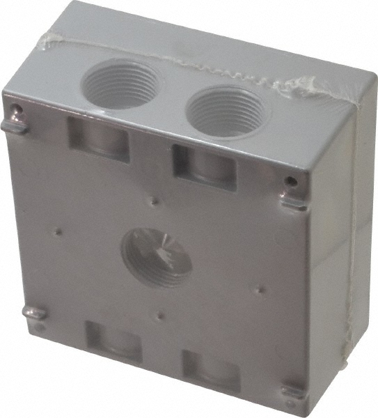 Cooper Crouse-Hinds Electrical Outlet Box: Aluminum, Rectangle, 4-9/16" OAH, 4-5/8" OAW, 2-1/16" OAD, 2 Gangs - TP7094