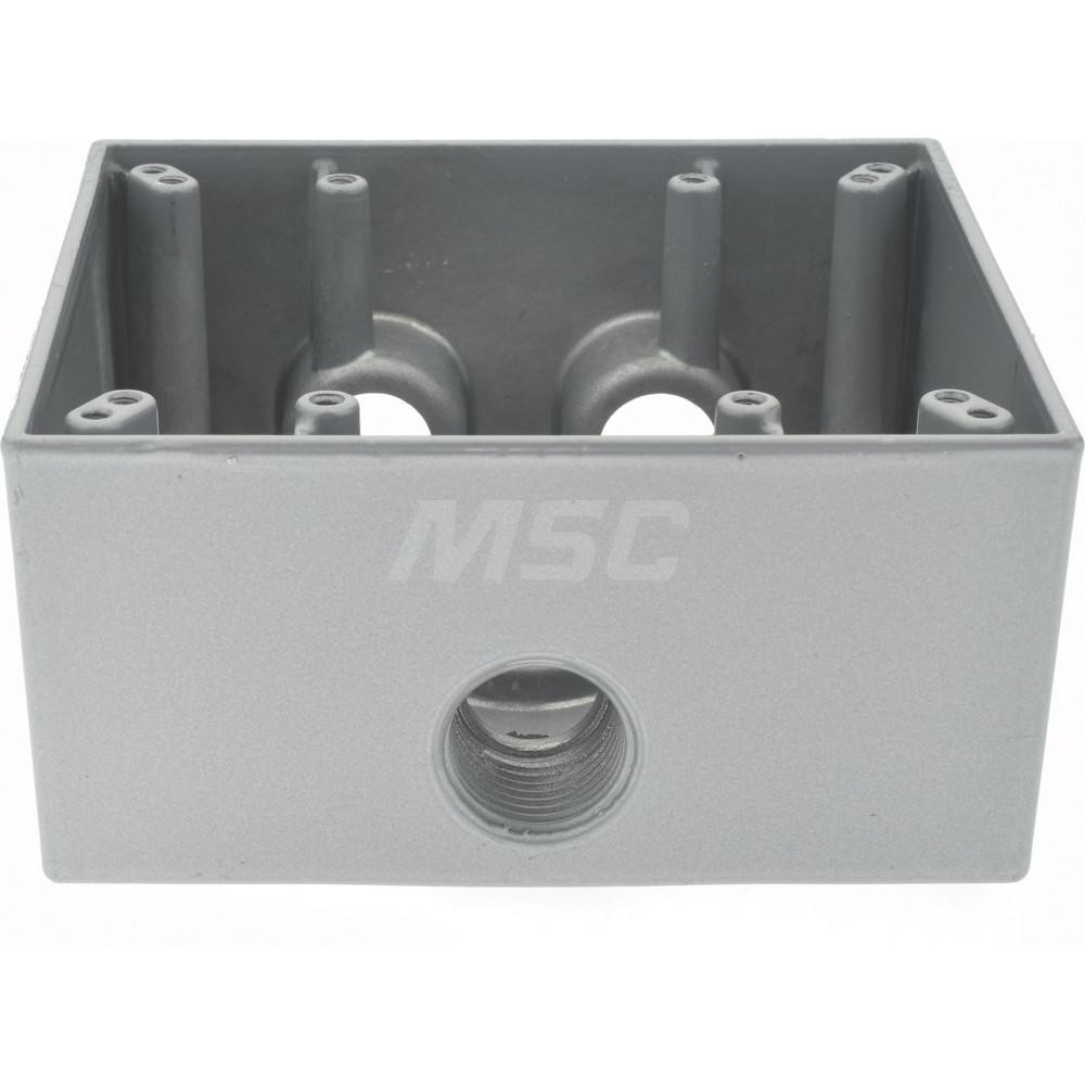 Cooper Crouse-Hinds Electrical Outlet Box: Aluminum, Rectangle, 4-9/16" OAH, 4-5/8" OAW, 2-1/16" OAD, 2 Gangs - TP7094