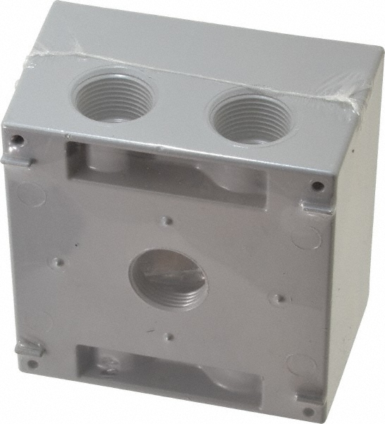 Cooper Crouse-Hinds Electrical Outlet Box: Aluminum, Rectangle, 4-9/16" OAH, 4-5/8" OAW, 2-1/16" OAD, 2 Gangs - TP7094