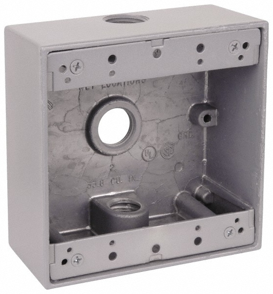 Cooper Crouse-Hinds Electrical Outlet Box: Aluminum, Rectangle, 4-9/16" OAH, 4-5/8" OAW, 2-1/16" OAD, 2 Gangs - TP7094