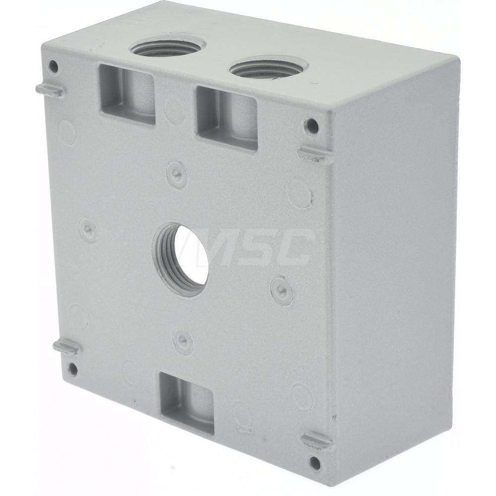 Cooper Crouse-Hinds Electrical Outlet Box: Aluminum, Rectangle, 4-9/16" OAH, 4-5/8" OAW, 2-1/16" OAD, 2 Gangs - TP7094