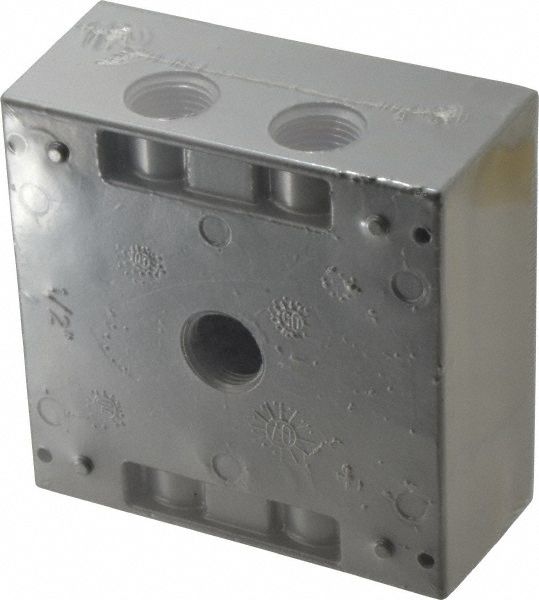Cooper Crouse-Hinds Electrical Outlet Box: Aluminum, Rectangle, 4-9/16" OAH, 4-5/8" OAW, 2-1/16" OAD, 2 Gangs - TP7098