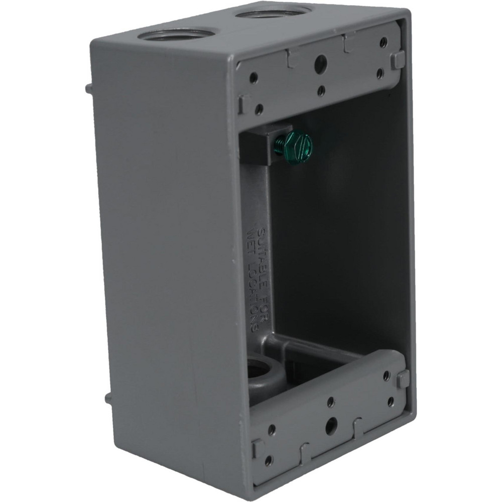 Thomas & Betts Electrical Outlet Box: Aluminum, Rectangle, 4-1/2" OAH, 2-1/2" OAW, 2" OAD, 1 Gang - DIH4-1-LM