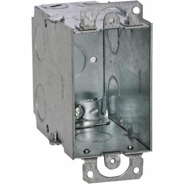 Hubbell-Raco Electrical Device Box: Steel, Rectangle, 4.22" OAH, 2" OAW, 3-1/2" OAD, 1 Gang - 601