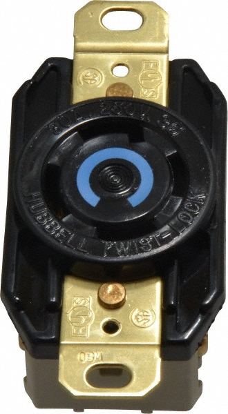Bryant Electric Twist Lock Receptacles; Receptacle/Part Type: Receptacle; Gender: Female; NEMA Configuration: L17-30R; Flange Style: Flanged; Amperage: 30 A; Number Of Poles: 3; Number Of Wires: 4; Maximum Cord Dia: 29.20 mm; Resistance Features: Impact-Resistant; Number of Poles: 3 - 71730ER