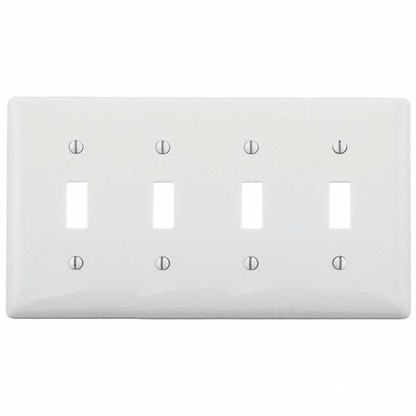 Hubbell Wiring Device-Kellems Wall Plates: Wall Plate Type: Switch Plates; Color: White; Wall Plate Configuration: Toggle Switch; Material: Thermoplastic - P4W