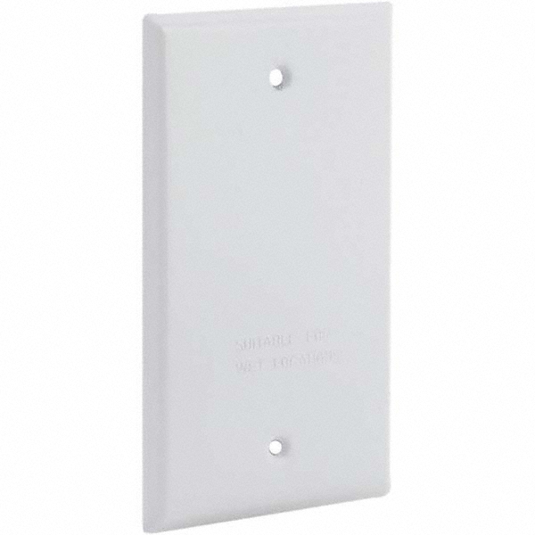 Cooper Crouse-Hinds 3 Outlet, 1/2" Hole Dia, Powder Coat Finish, Rectangle Noncorrosive Weatherproof Box Cover - TP7322