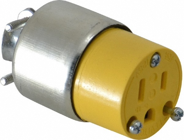 Leviton Straight Blade Plug: Residential, 6-15P, 250VAC, Yellow - 615PA