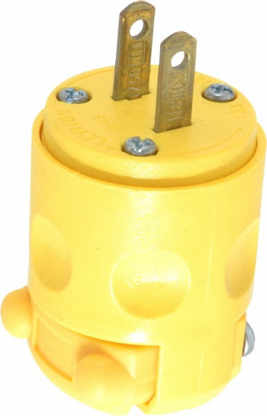Leviton Straight Blade Plug: Residential, 6-15P, 250VAC, Yellow - 615PA