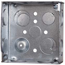 Cooper Crouse-Hinds Electrical Outlet Box: Steel, Square, 4" OAH, 4" OAW, 1-1/2" OAD, 1 Gang - TP467