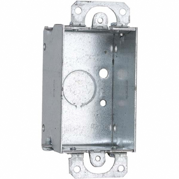 Hubbell-Raco Electrical Device Box: Steel, Rectangle, 4.22" OAH, 2" OAW, 1-1/2" OAD, 1 Gang - 400