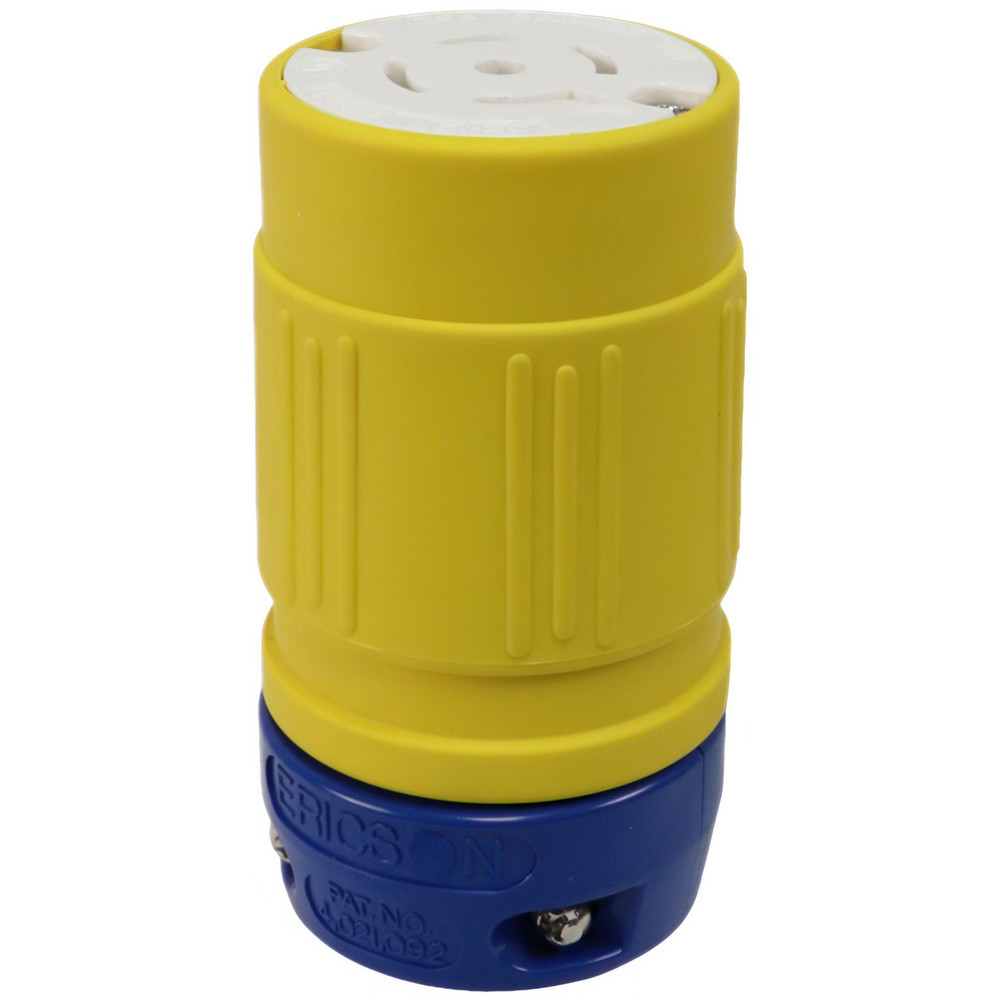Ericson Mfg Twist Lock Plugs & Connectors: Connector Type: Connector; Grade: Industrial; Material: Nylon, PBT, Brass, Thermoplastic Elastomer; Grounding Style: Grounding - 2428-C