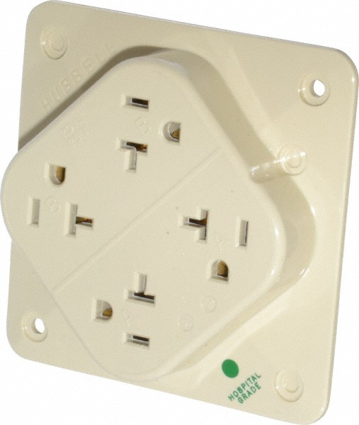 Bryant Electric Straight Blade Fourplex Receptacle: NEMA 5-15R, 15 Amps, Grounded - 1254HI