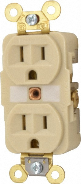 Bryant Electric Straight Blade Fourplex Receptacle: NEMA 5-15R, 15 Amps, Grounded - 1254HI