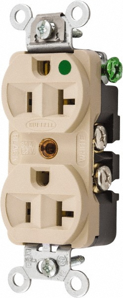 Bryant Electric Straight Blade Fourplex Receptacle: NEMA 5-15R, 15 Amps, Grounded - 1254HI