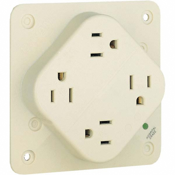 Bryant Electric Straight Blade Fourplex Receptacle: NEMA 5-15R, 15 Amps, Grounded - 1254HI