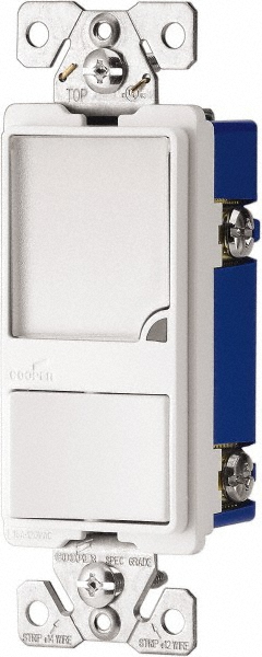 Cooper Wiring Devices 1 Pole, 120 VAC, 15 Amp, Flush Mounted, Combination Switch with Night Light - 7738W-BOX