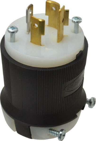 Bryant Electric Locking Inlet: Connector, Industrial, L19-20R, 277 & 480V, Black & White - 71920NC