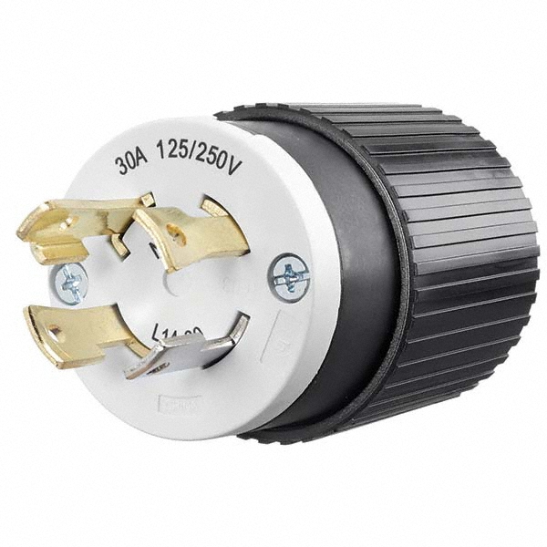 Bryant Electric Locking Inlet: Connector, Industrial, L19-20R, 277 & 480V, Black & White - 71920NC