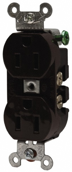 Hubbell Wiring Device-Kellems Straight Blade Receptacles: Receptacle Type: Duplex Receptacle; Grade: Specification; Color: Gray; Grounding Style: Self-Grounding - 5252AG
