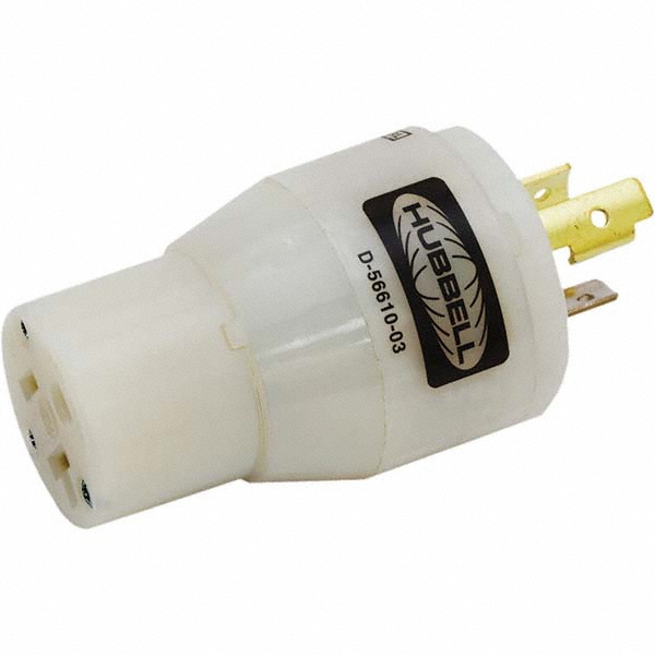 Hubbell Wiring Device-Kellems Straight Blade Adapter: Industrial, 5-15P to 5-20R, 125VAC, White - HBL2274