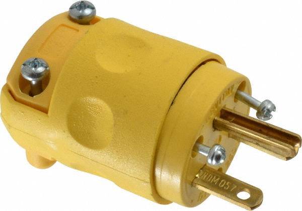Leviton Straight Blade Plug: Residential, 6-15P, 250VAC, Yellow - 615PV