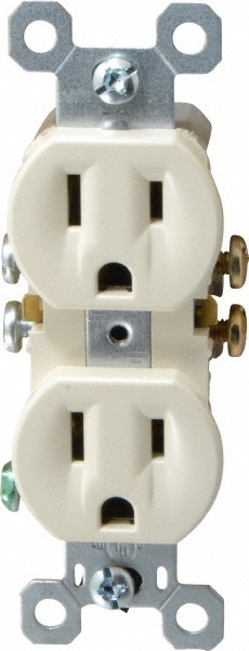 Pass & Seymour Straight Blade Duplex Receptacle: NEMA 5-15R, 15 Amps, Self-Grounding - 885LA