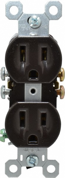 Pass & Seymour Straight Blade Duplex Receptacle: NEMA 5-15R, 15 Amps, Self-Grounding - 885LA