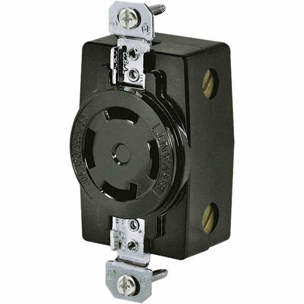 Bryant Electric Twist Lock Receptacles; Receptacle/Part Type: Receptacle; Gender: Female; NEMA Configuration: Non-NEMA; Flange Style: No Flange; Amperage: 30 A; Voltage: 250 V ac; Number Of Poles: 3; Number Of Wires: 4; Resistance Features: Impact-Resistant; Number of Poles: 3; Grounding Style: Grounding - 3430G