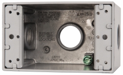 Cooper Crouse-Hinds Electrical Outlet Box: Aluminum, Rectangle, 4-9/16" OAH, 2-7/8" OAW, 2" OAD, 1 Gang - TP7018