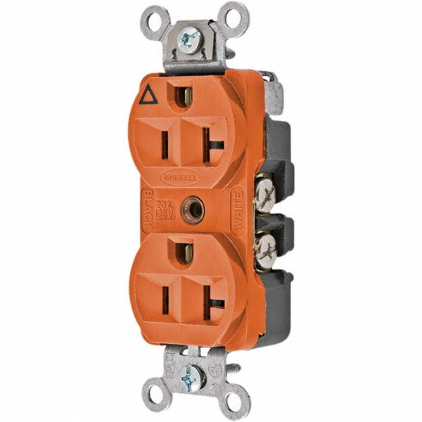 Hubbell Wiring Device-Kellems Straight Blade Duplex Receptacle: NEMA 5-20R, 20 Amps, Isolated Ground - CR5352IG