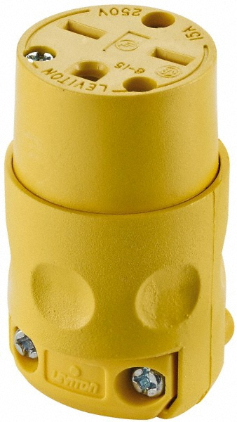 Leviton Straight Blade Connector: Commercial, 6-15R, 250VAC, Yellow - 615CV