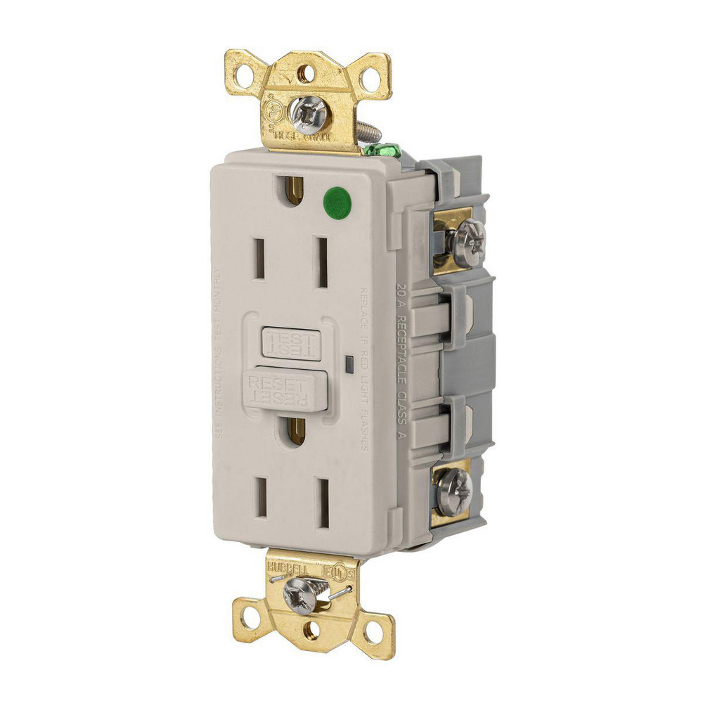 Hubbell Wiring Device-Kellems GFCI Receptacles: Receptacle Type: Duplex; Grade: Commercial, Hospital; NEMA Configuration: 5-15R - SNAPGF82LA