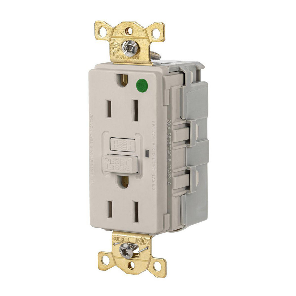 Hubbell Wiring Device-Kellems GFCI Receptacles: Receptacle Type: Duplex; Grade: Commercial, Hospital; NEMA Configuration: 5-15R - SNAPGF82LA