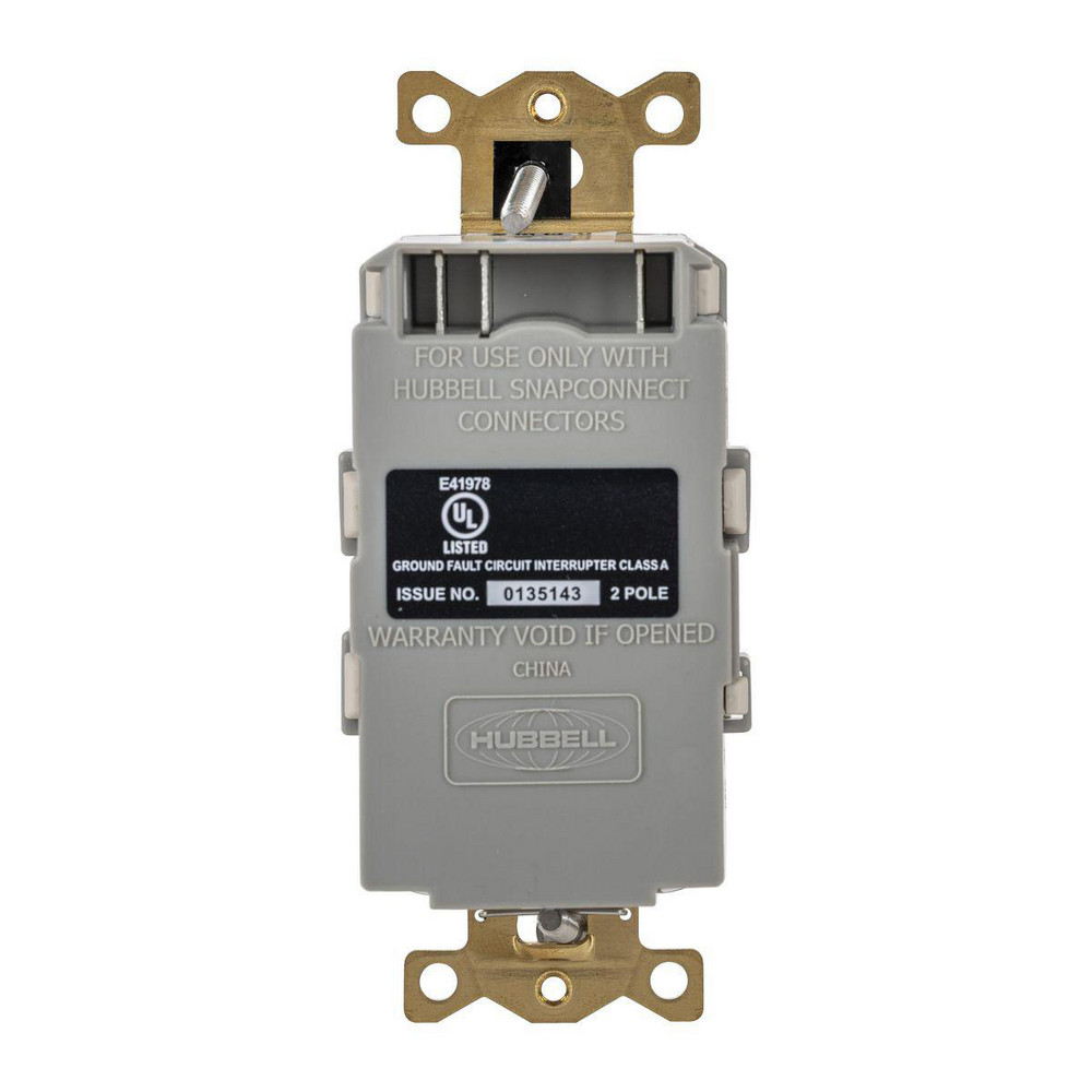 Hubbell Wiring Device-Kellems GFCI Receptacles: Receptacle Type: Duplex; Grade: Commercial, Hospital; NEMA Configuration: 5-15R - SNAPGF82LA