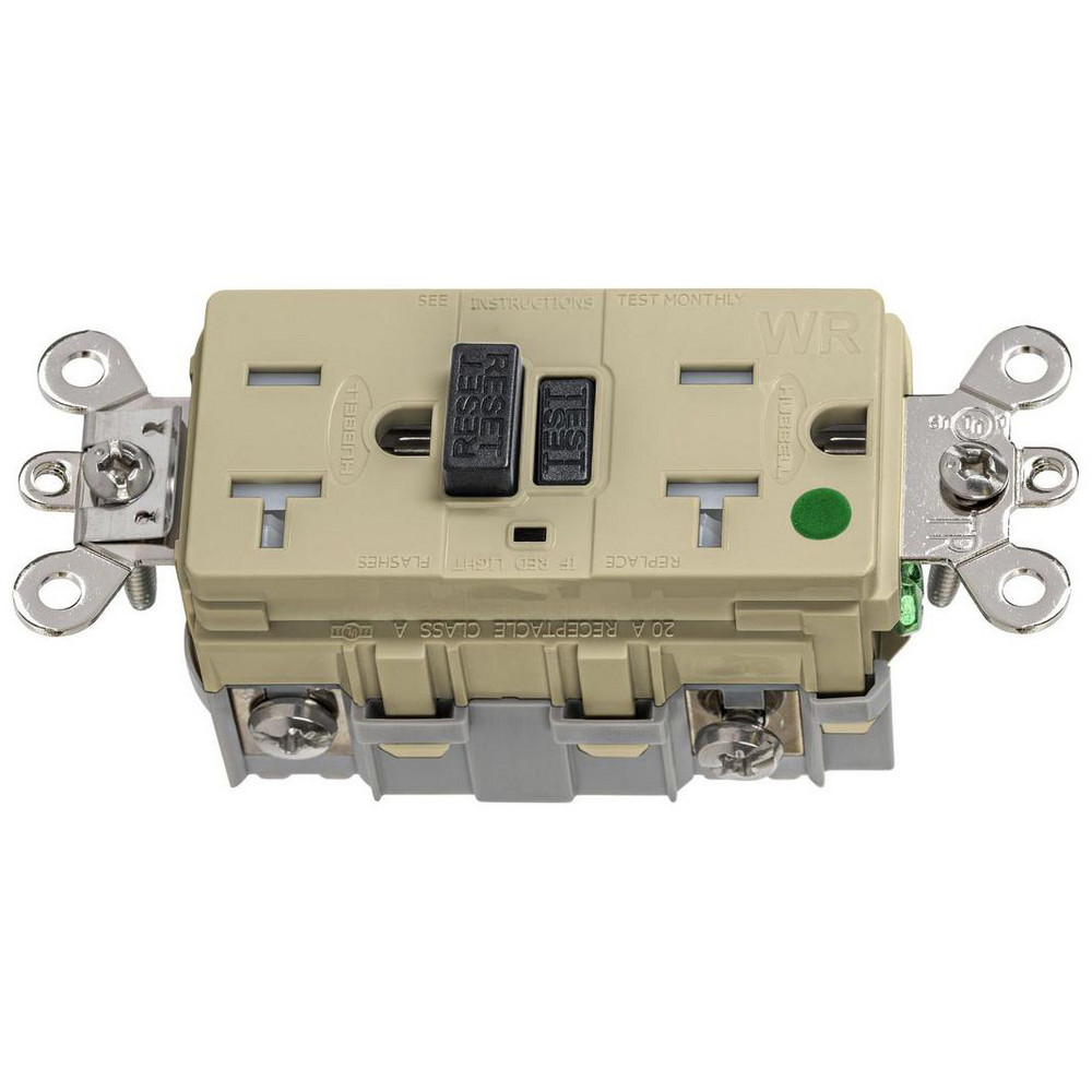 Hubbell Wiring Device-Kellems GFCI Receptacles: Receptacle Type: Duplex; Grade: Industrial, Hospital; NEMA Configuration: 5-20R - GFSG8300I
