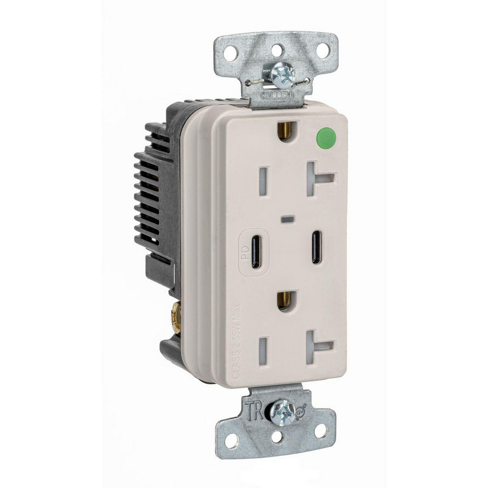 Hubbell Wiring Device-Kellems USB Receptacles: Usb Connection Style: Standard; Number of USB Ports: 2; Number Of Usb Ports: 2; Number Of Receptacles: 2; Charging Power: 1.5 A - USB8300CPDLA
