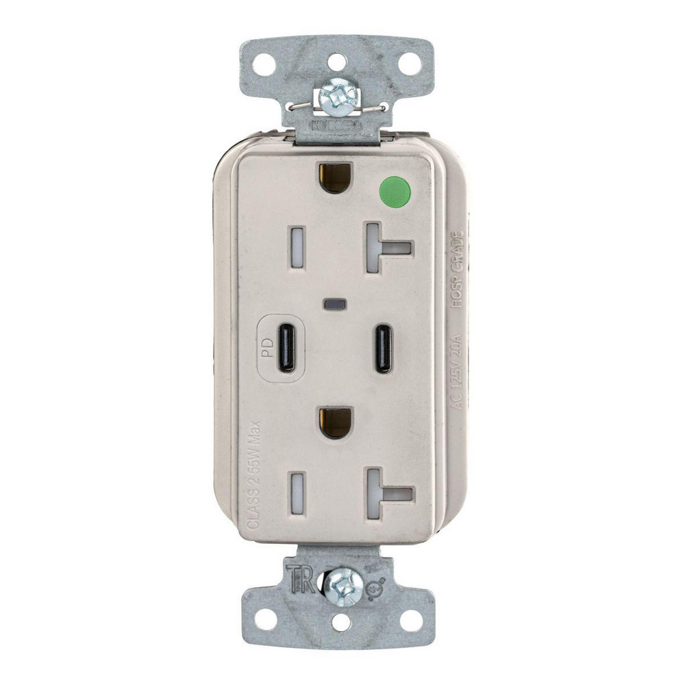 Hubbell Wiring Device-Kellems USB Receptacles: Usb Connection Style: Standard; Number of USB Ports: 2; Number Of Usb Ports: 2; Number Of Receptacles: 2; Charging Power: 1.5 A - USB8300CPDLA