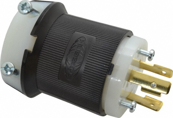 Bryant Electric Locking Inlet: Plug, Industrial, L19-20P, 277 & 480V, Black & White - 71920NP